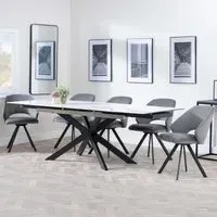 Sutton Extending Dining Set with Ion Chair - White, Ceramic