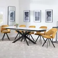 Sutton Extending Dining Set with Ion Chair - White, Ceramic