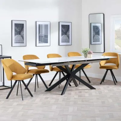 Sutton Extending Dining Set with Ion Chair - White, Ceramic