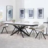 Sutton Extending Dining Set with Ion Chair - White, Ceramic