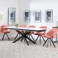 Sutton Extending Dining Set with Ion Chair - White, Ceramic