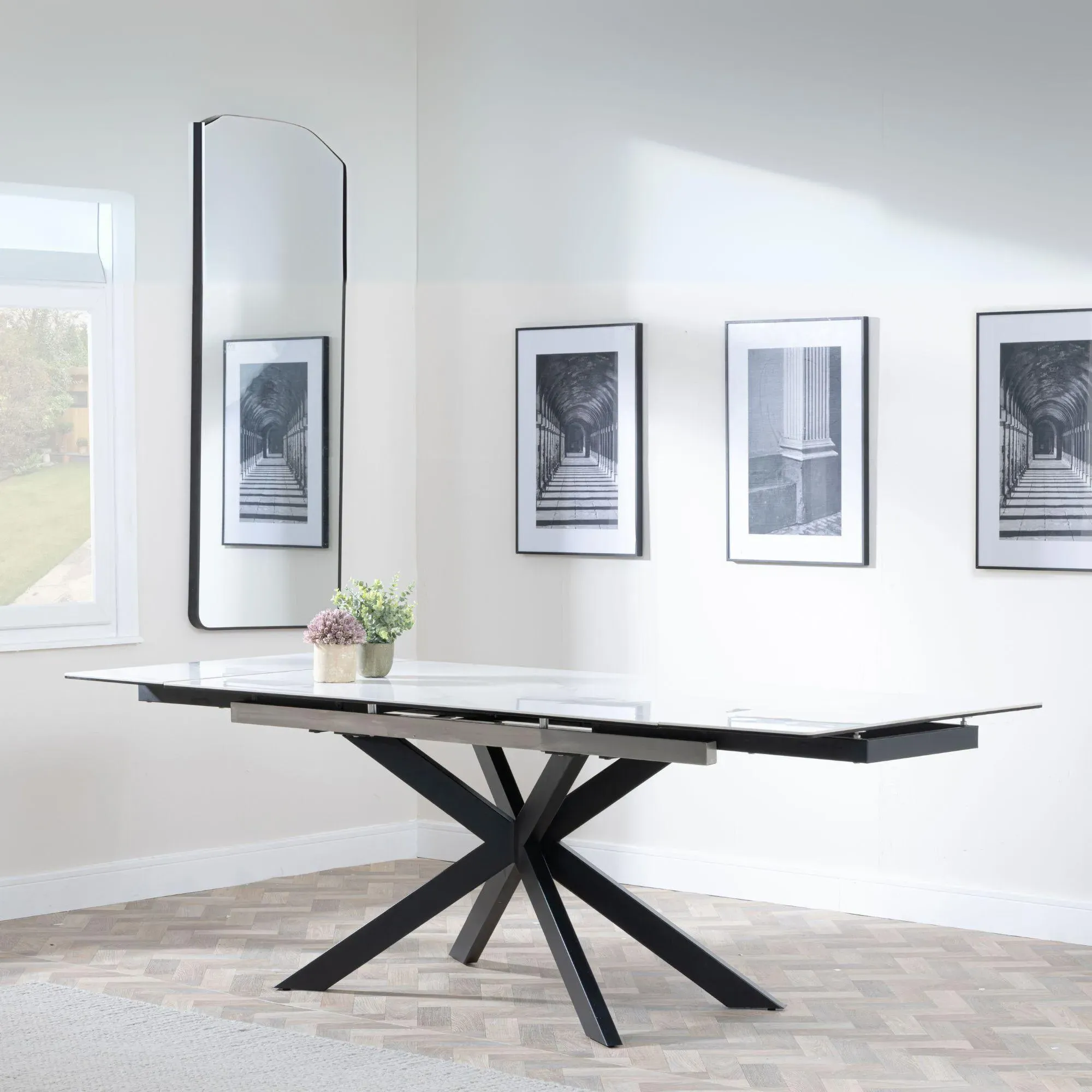 Sutton Extending Dining Set with Kiefer Chair - White, Ceramic