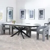 Sutton Extending Dining Set with Kiefer Chair - White, Ceramic