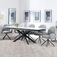 Sutton Extending Dining Set with Theo Chair - White, Ceramic