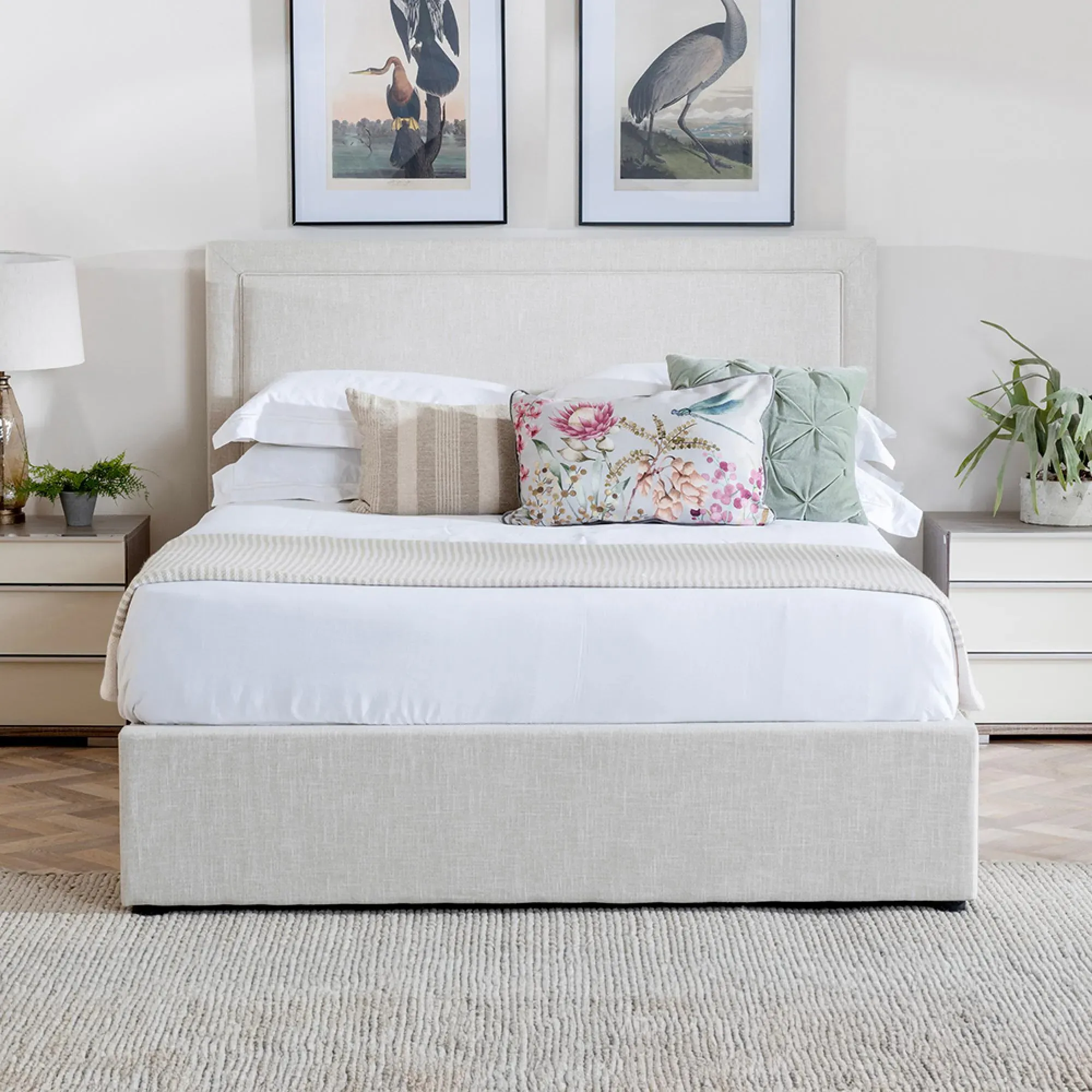 Sutton King Size Ottoman Storage Bed - Natural, Fabric