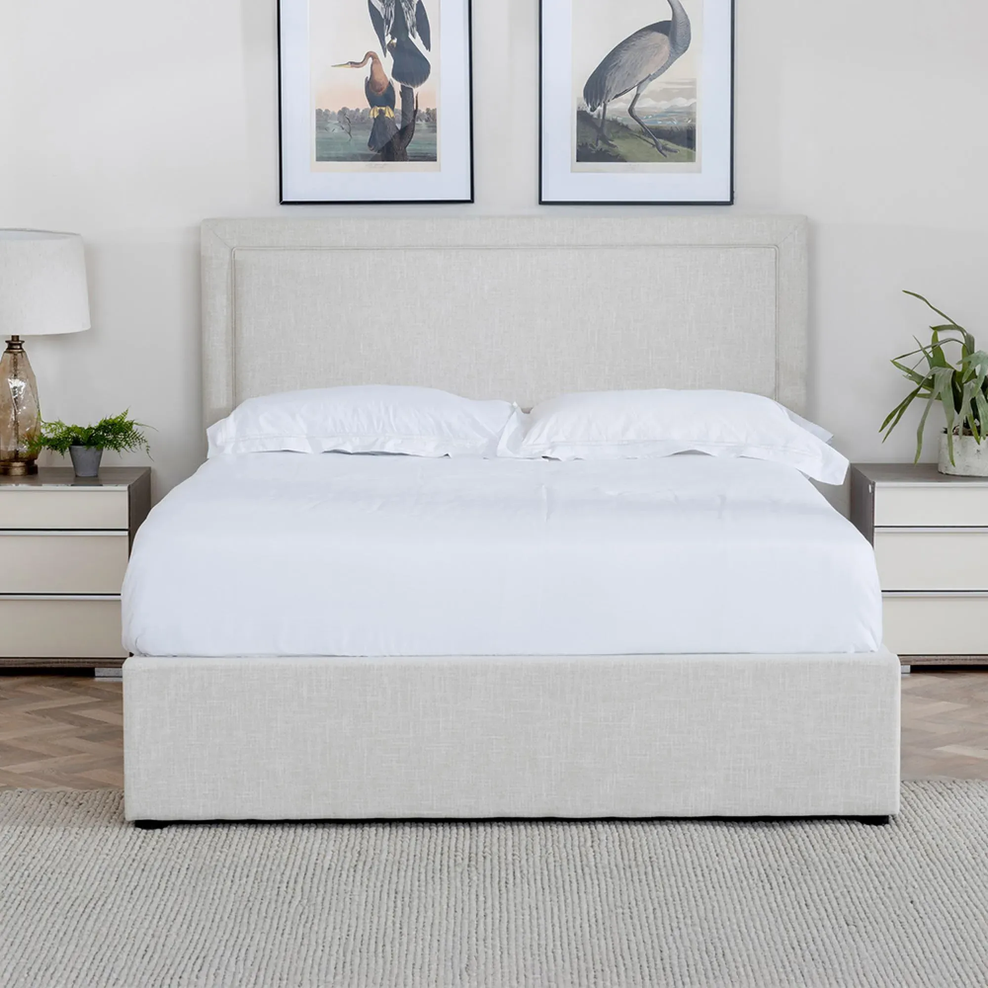 Sutton King Size Ottoman Storage Bed - Natural, Fabric