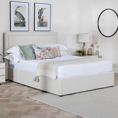 Sutton King Size Ottoman Storage Bed - Natural, Fabric image