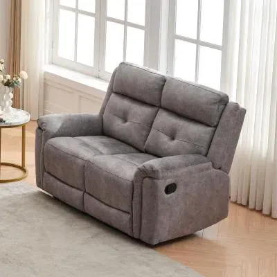 Sydney 2-Seater Manual Recliner Sofa - Grey, Fabric