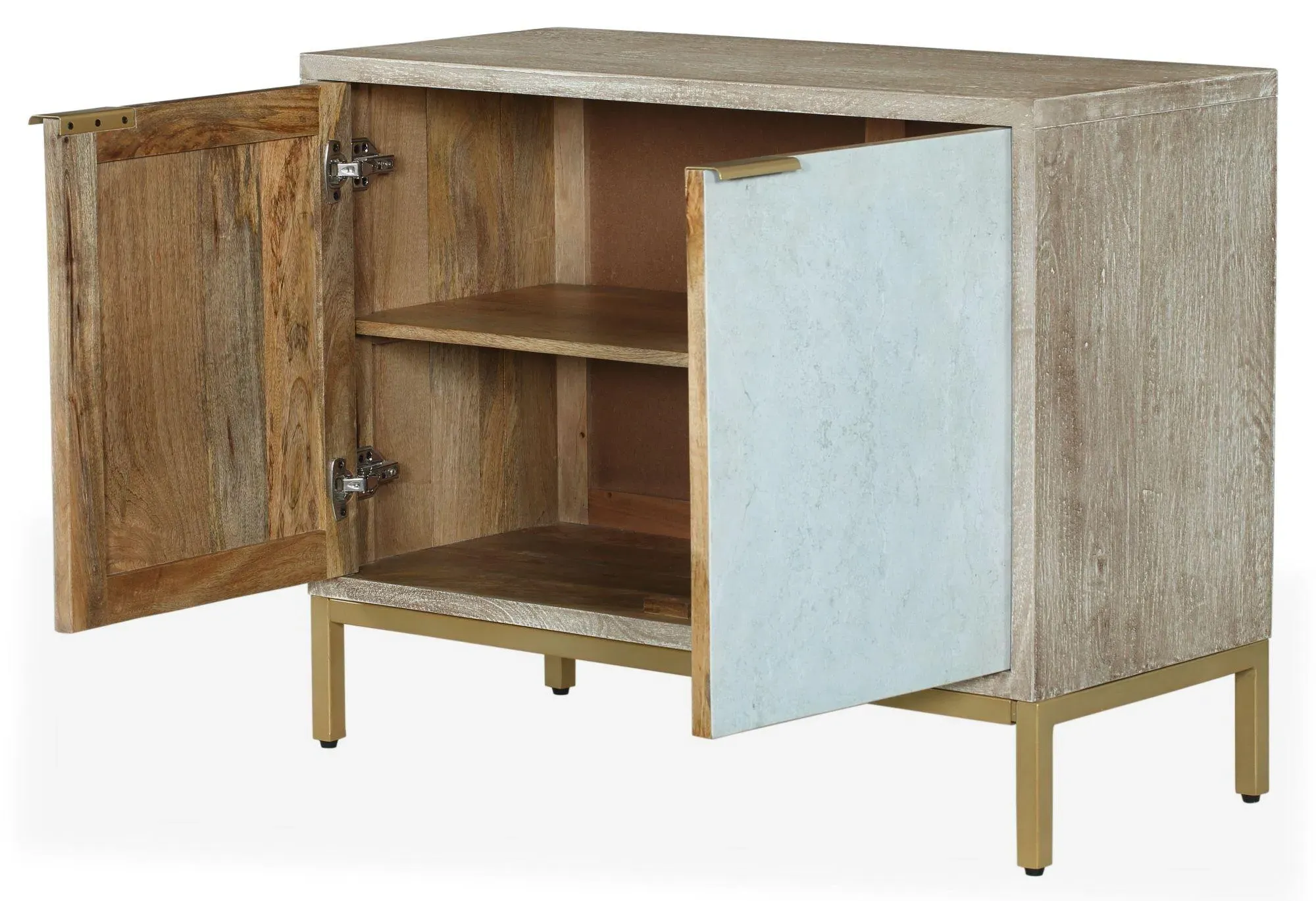 Temis 2 Door Small Sideboard - Grey Washed, Faux Marble