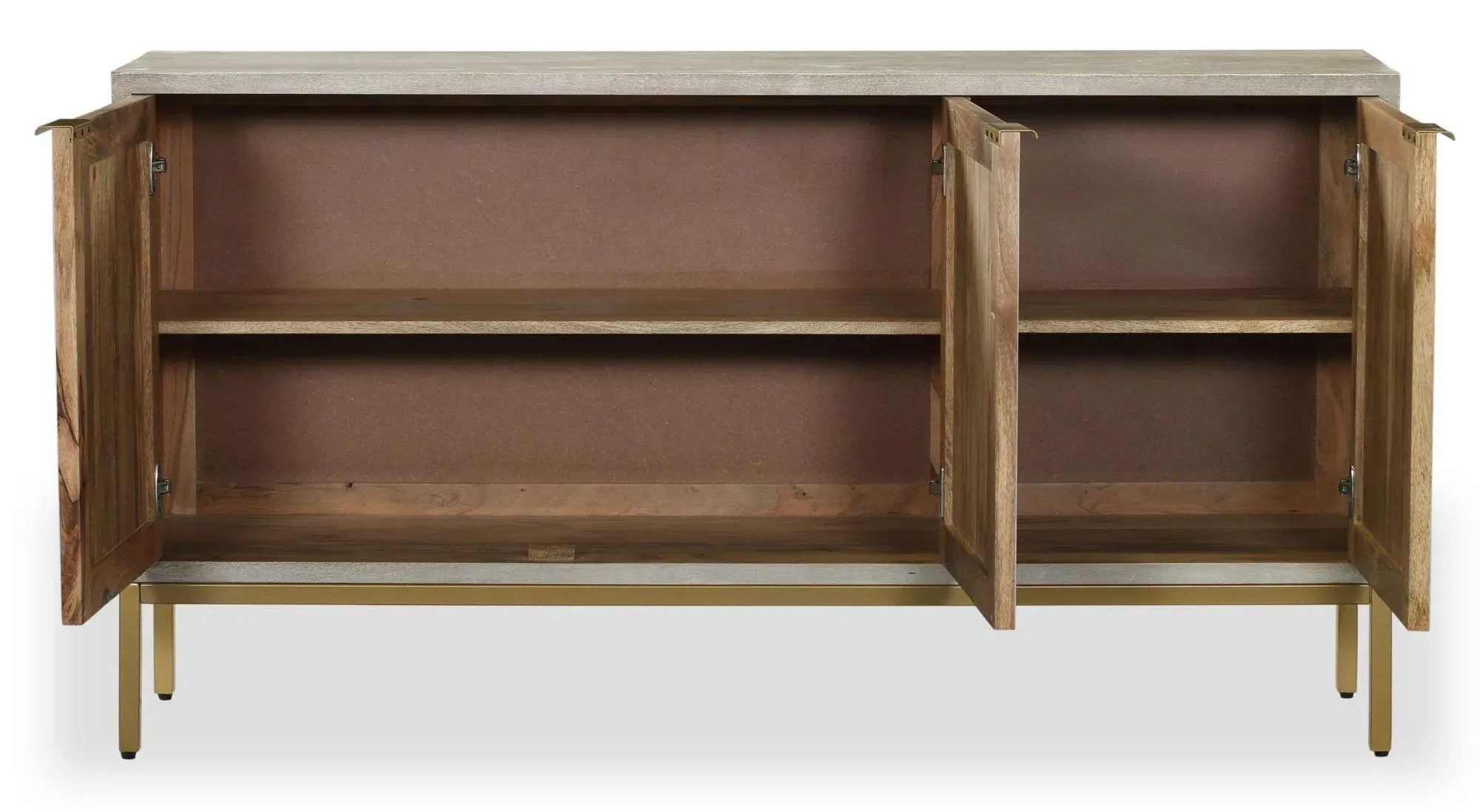 Temis 3 Door Medium Sideboard - Grey Washed, Faux Marble