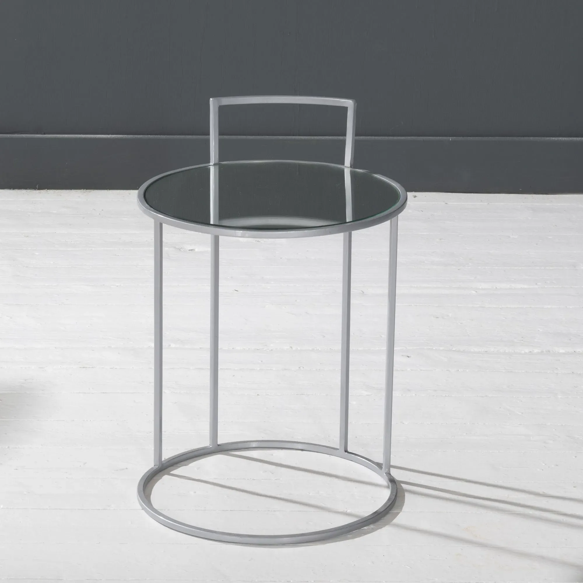 Torrance Round Side Table - Silver, Glass