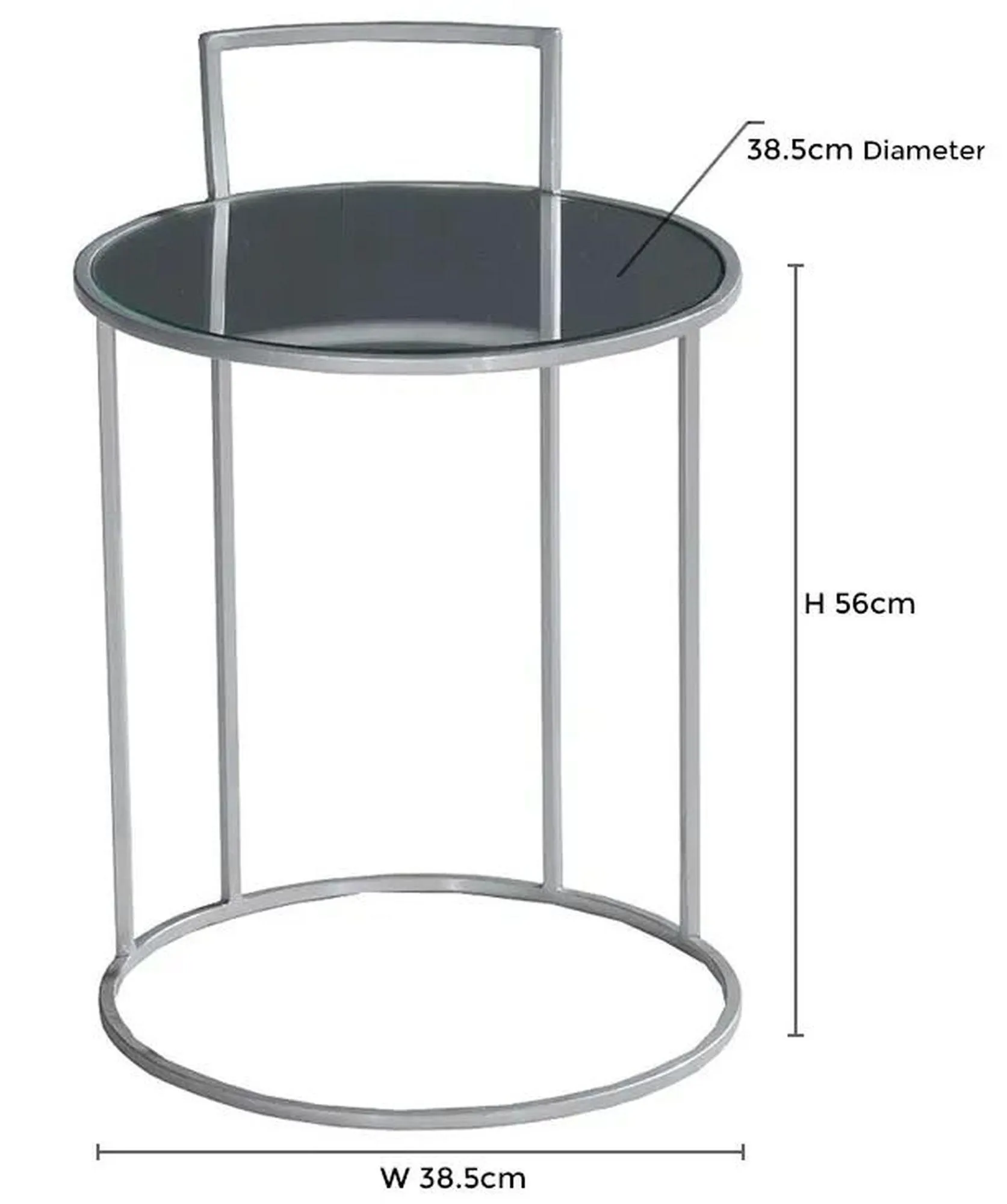 Torrance Round Side Table - Silver, Glass