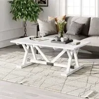 Trestle Coffee Table - White, Mango Wood