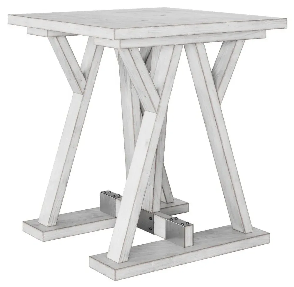 Trestle Side Table - White, Mango Wood