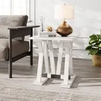 Trestle Side Table - White, Mango Wood