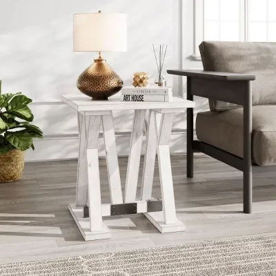 Trestle Side Table - White, Mango Wood image