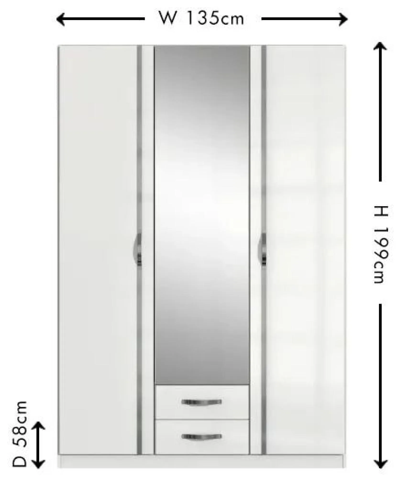 Trio 3 Door Combi Wardrobe - White