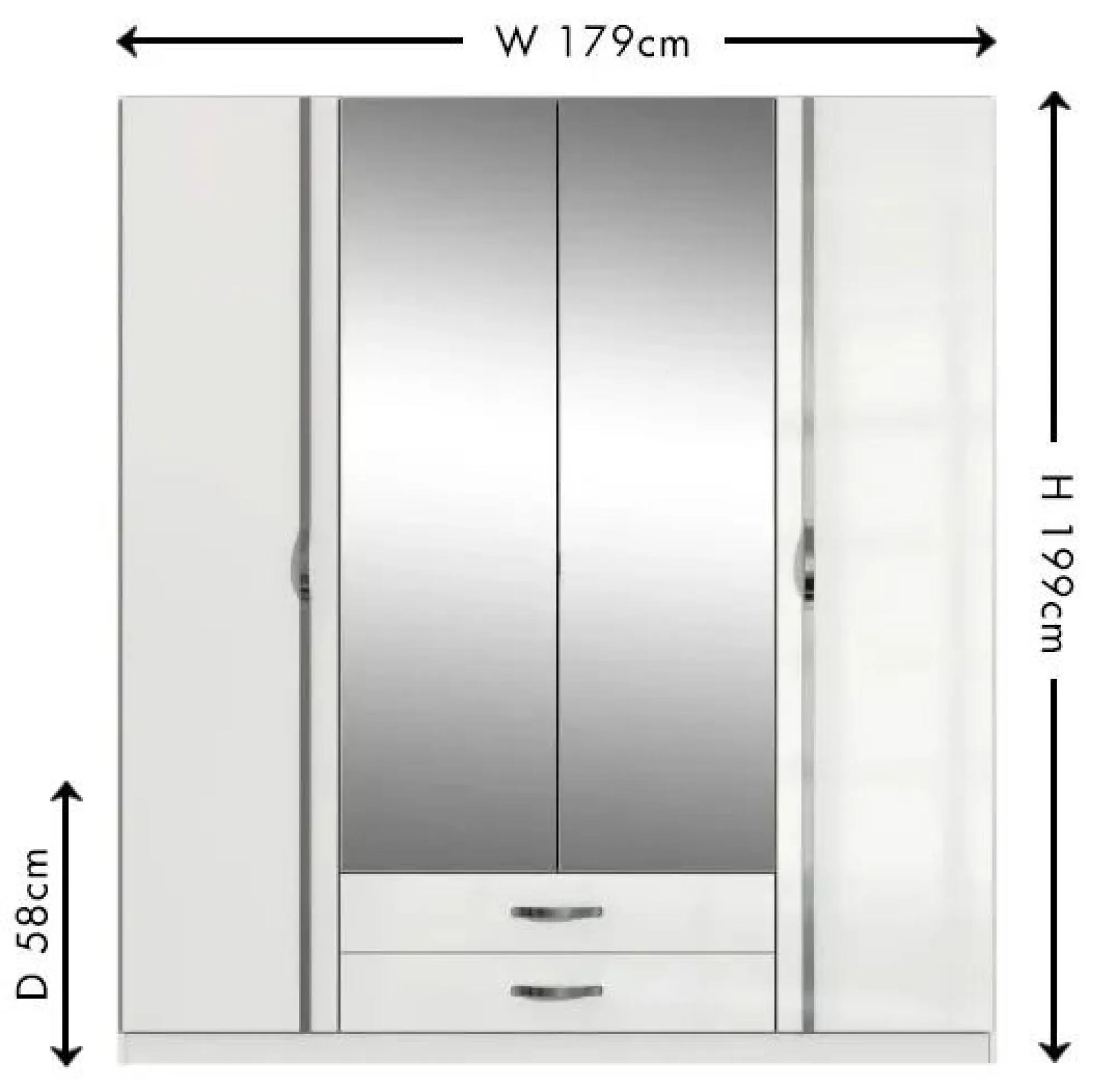 Trio 4 Door Combi Wardrobe - White