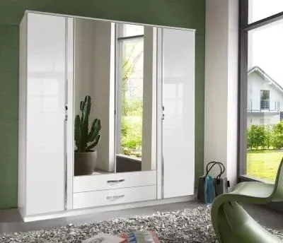 Trio 4 Door Combi Wardrobe - White