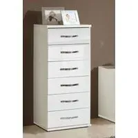 Trio 6 Drawer Narrow Chest - White
