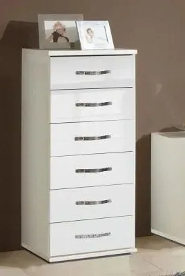 Trio 6 Drawer Narrow Chest - White