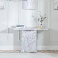 Turin Rectangular Console Table - Grey, Engineered Marble