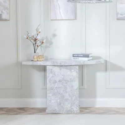 Turin Rectangular Console Table - Grey, Engineered Marble image