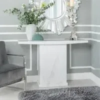 Turin Rectangular Console Table - White, Engineered Marble