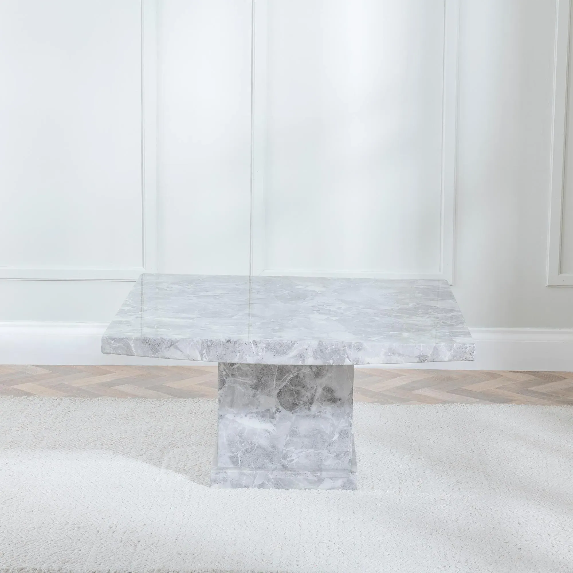 Turin Square Coffee Table - Grey, Engineered Marble
