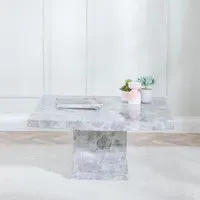 Turin Square Coffee Table - Grey, Engineered Marble
