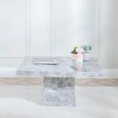 Turin Square Coffee Table - Grey, Engineered Marble image