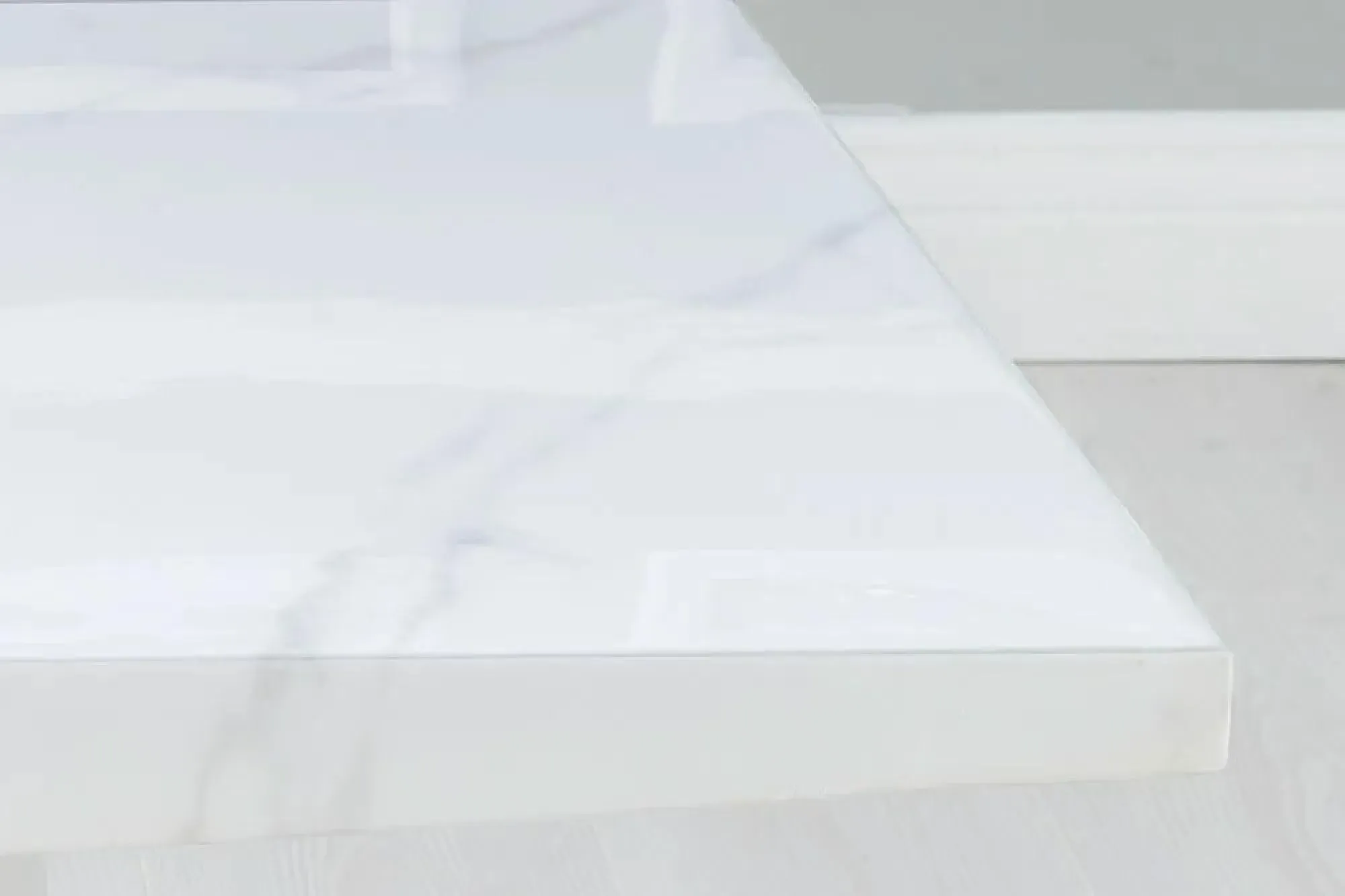 Turin Square Coffee Table - White, Engineered Marble