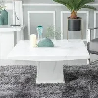 Turin Square Coffee Table - White, Engineered Marble