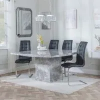 Turin Square Dining Set - Black, Faux Leather