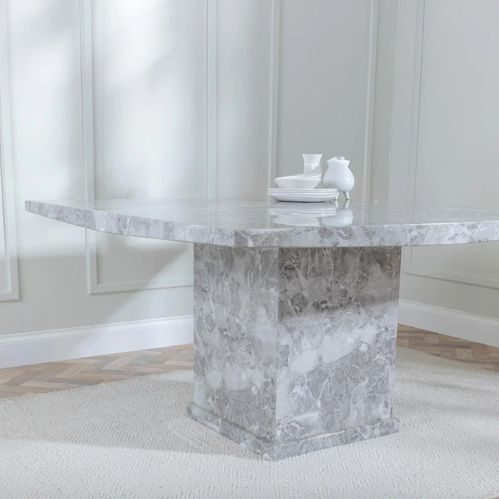 Turin Square Dining Set - Blue, Marble