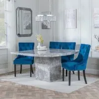 Turin Square Dining Set - Blue, Marble