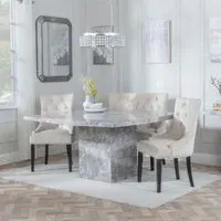 Turin Square Dining Set - Champagne, Marble