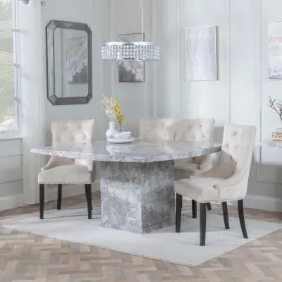 Turin Square Dining Set - Champagne, Marble