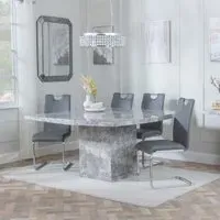 Turin Square Dining Set - Grey, Faux Leather