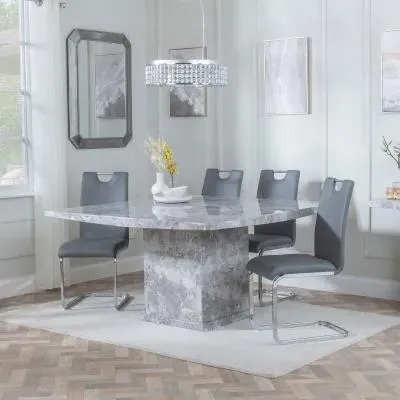 Turin Square Dining Set - Grey, Faux Leather image