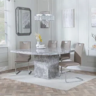Turin Square Dining Set - Grey, Marble