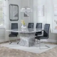 Turin Square Dining Set - Grey, Marble