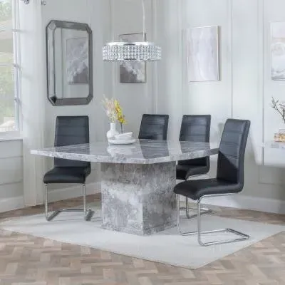 Turin Square Dining Set - Grey, Marble