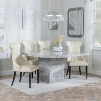 Turin Square Dining Set - Grey, Marble