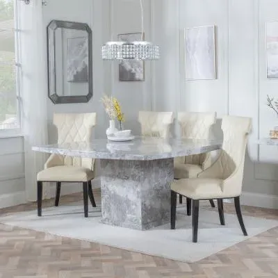 Turin Square Dining Set - Grey, Marble