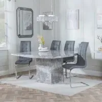 Turin Square Dining Set - Grey, Marble
