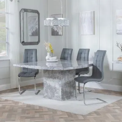 Turin Square Dining Set - Grey, Marble
