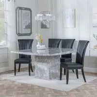 Turin Square Dining Set - Grey, Marble