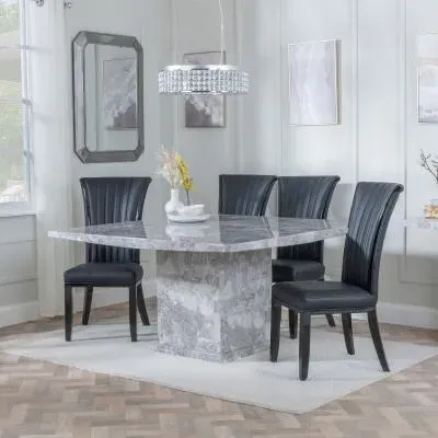 Turin Square Dining Set - Grey, Marble