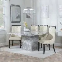 Turin Square Dining Set - Grey, Marble